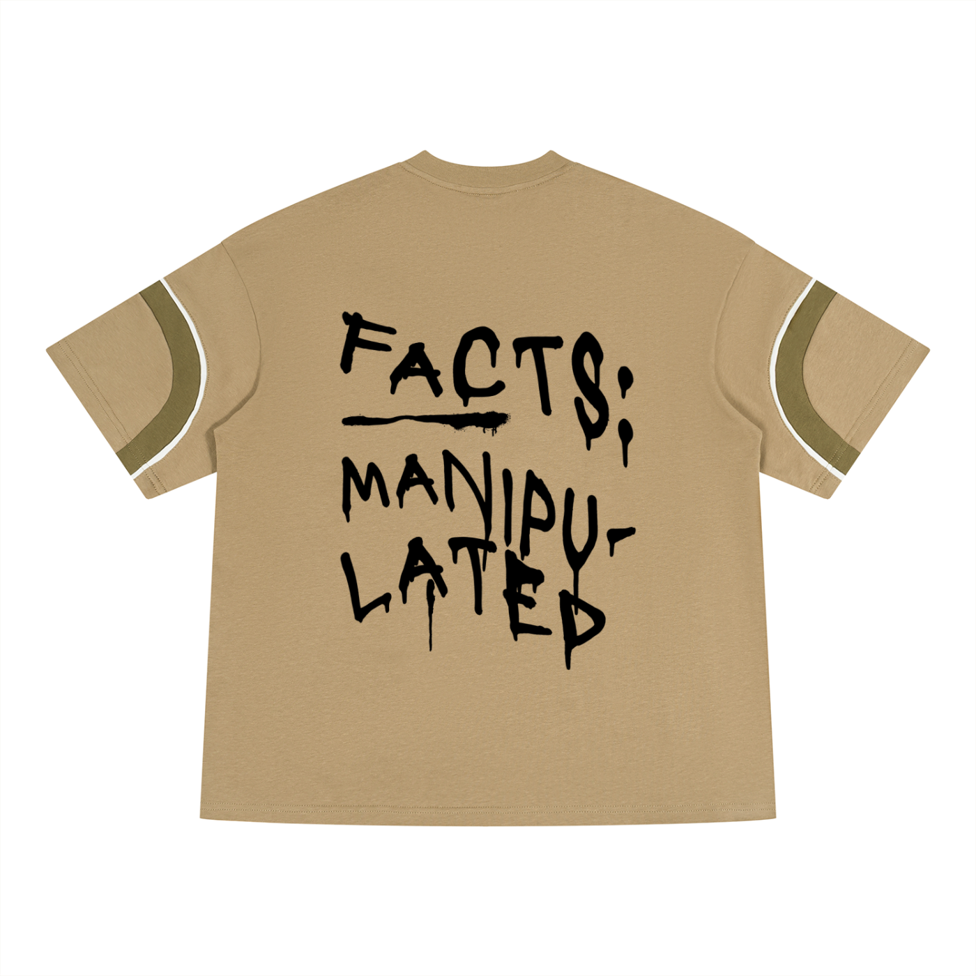 "Manipulated" Unisex Color Block V-Neck T-Shirt