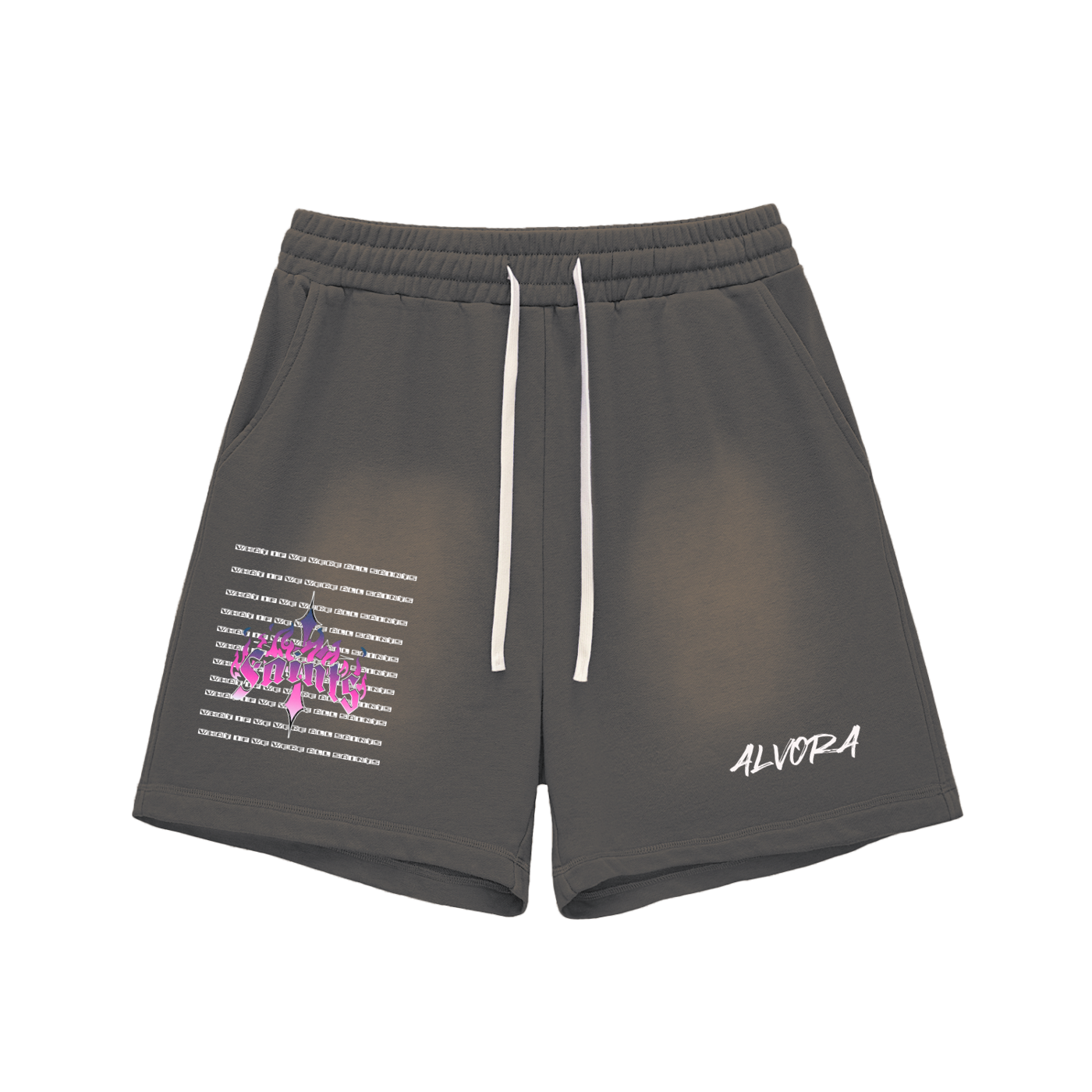 Alvora "Saints" Sun Fade Raw Edge Cotton Shorts