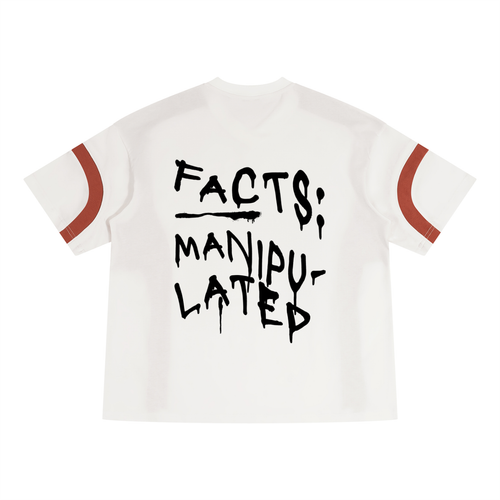 "Manipulated" Unisex Color Block V-Neck T-Shirt