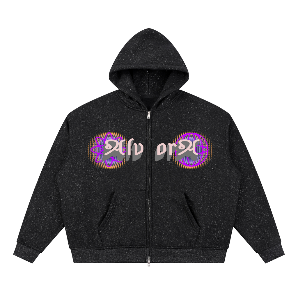 "Atomic" Unisex Sparkles Full Zip Boxy Hoodie