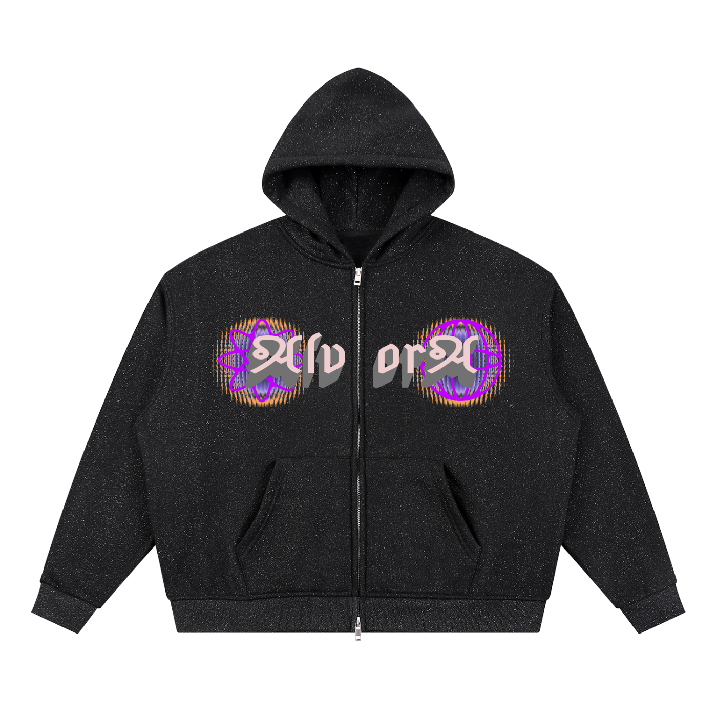 "Atomic" Unisex Sparkles Full Zip Boxy Hoodie