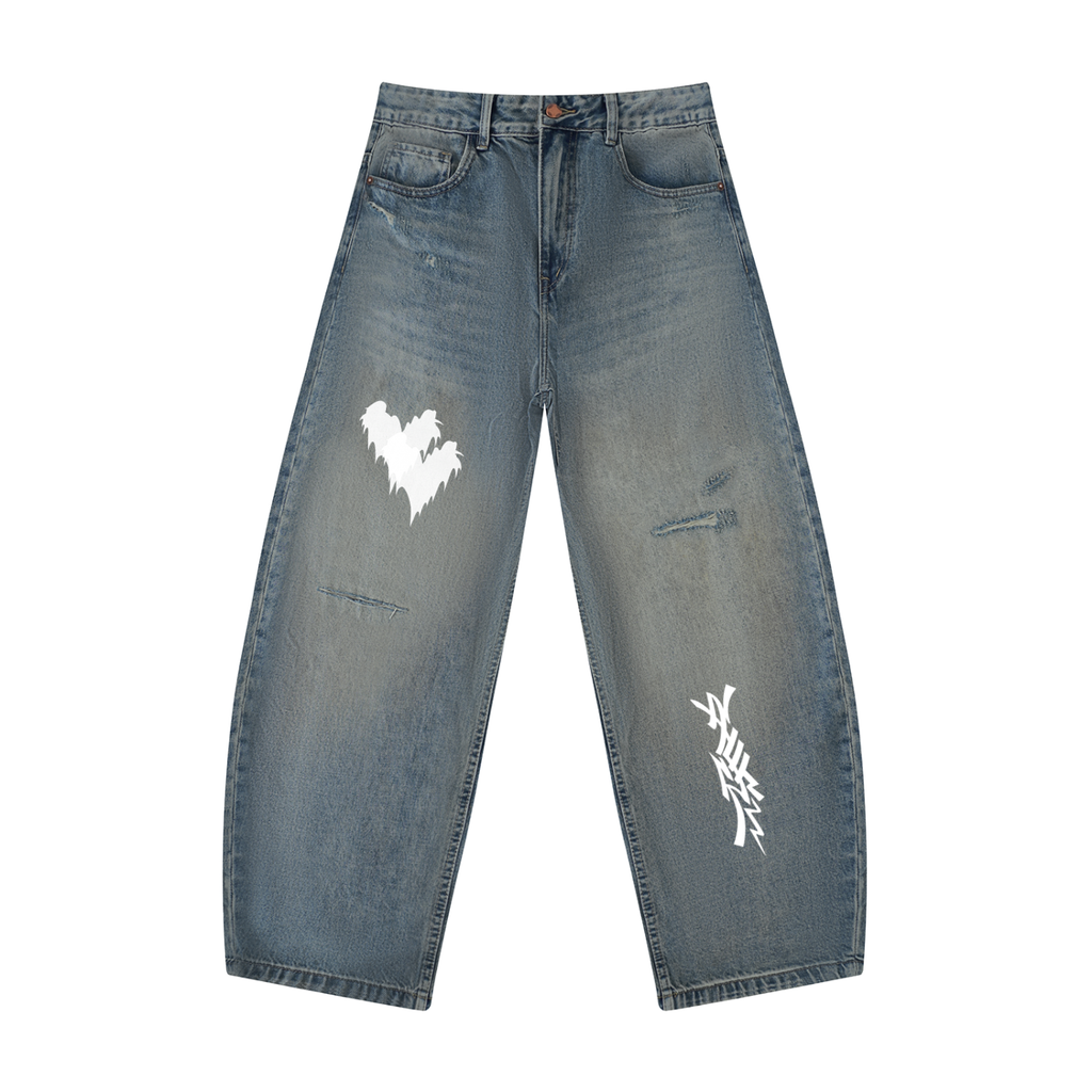 Men's Distressed Barrel Leg Jeans