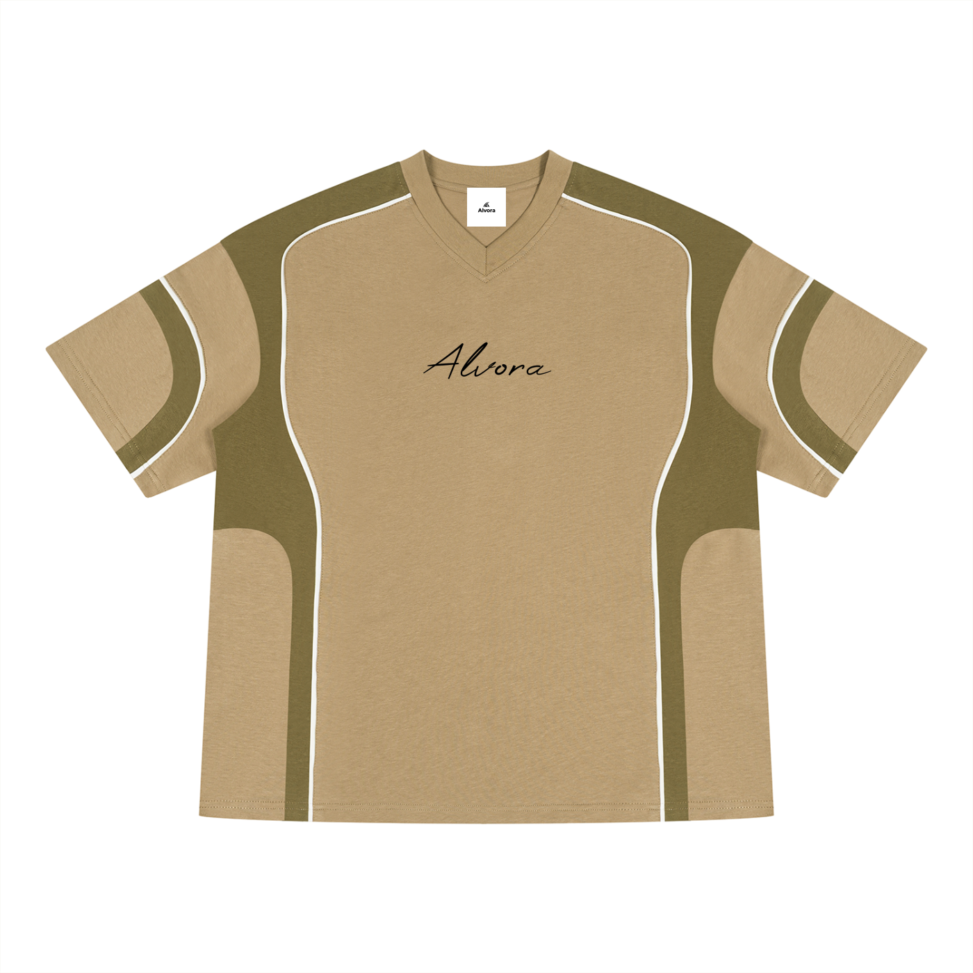 "Manipulated" Unisex Color Block V-Neck T-Shirt