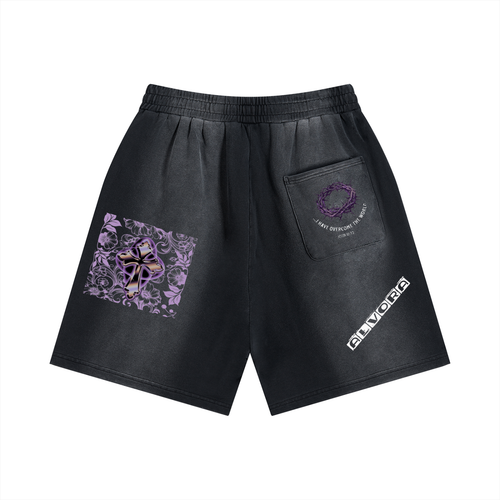 Alvora "Overcome" Sun Fade Distressed Shorts