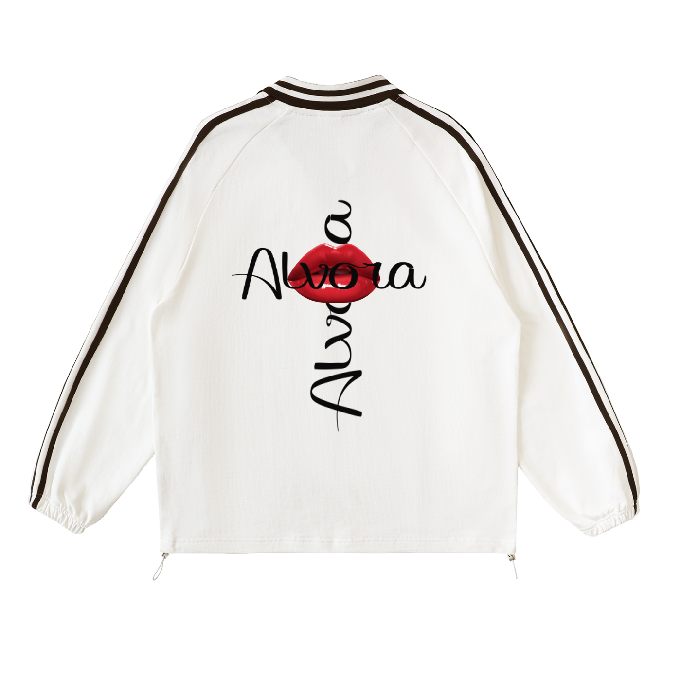 Contrast Striped Lapel Collar Sweatshirt